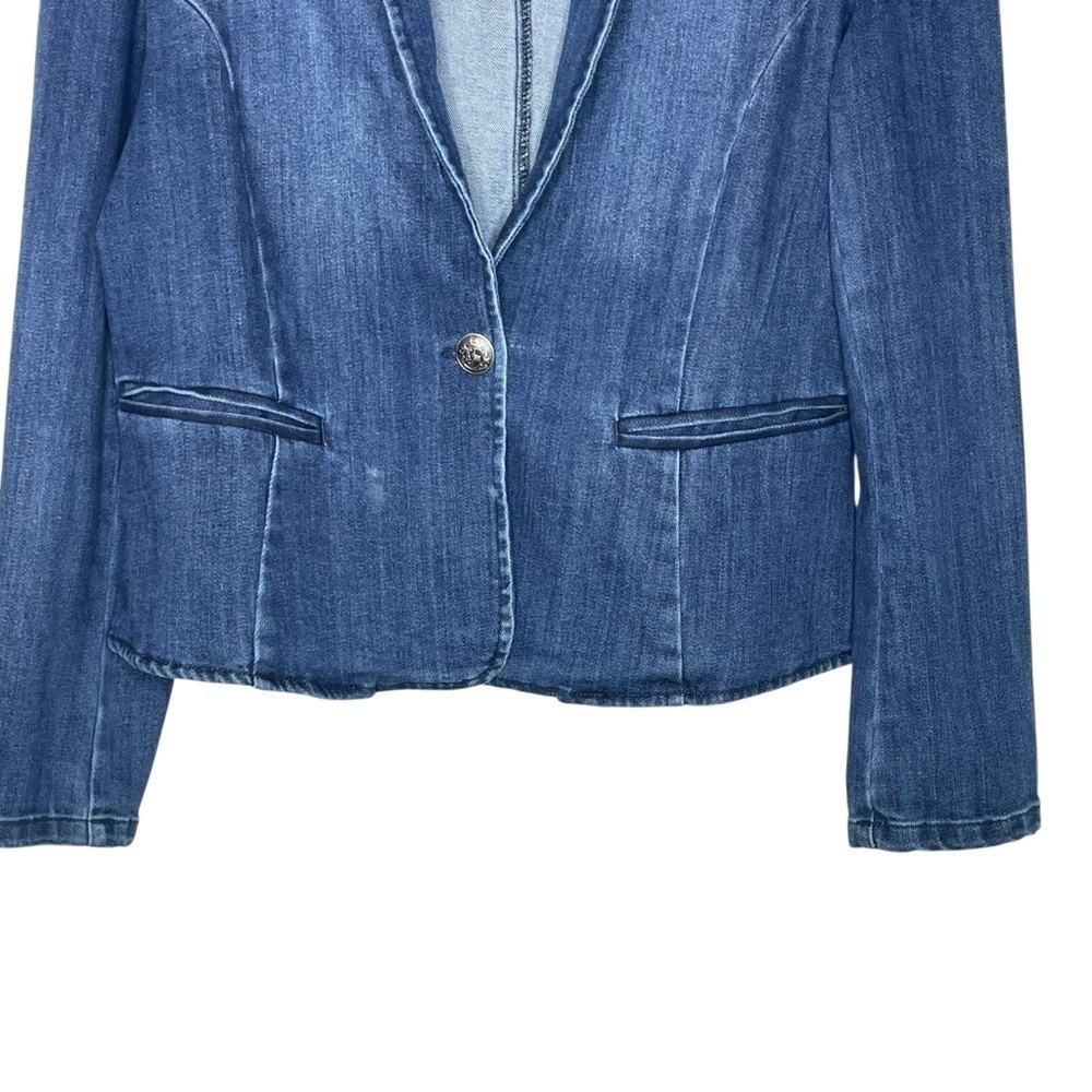 For The Republic Detailed Dark Blue Wash Denim Jacket size M - Picture 6 of 12